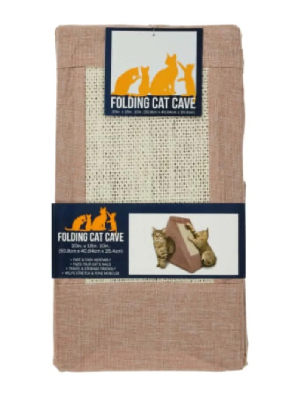 Folding Cat Cave Pet Hideaway - Tan and Cream
